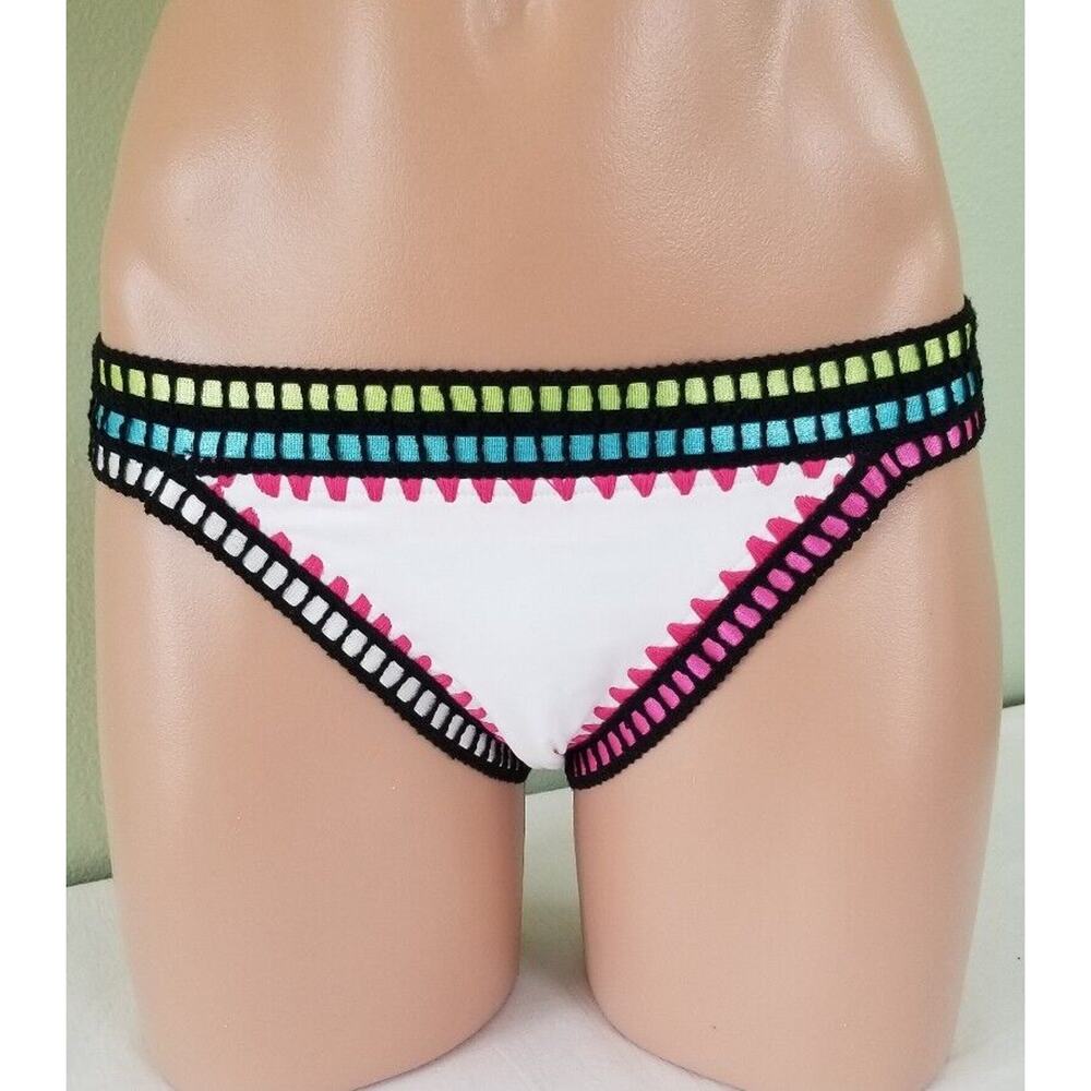 Bar III Be-Weave It white bikini bottom size S